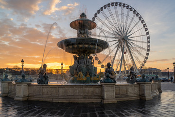 Fototapeta na wymiar Fountain at Place de la Concorde in Paris