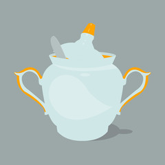 Sugar bowl with spoon