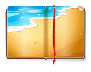 Book with beach scene