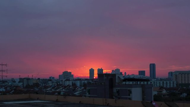 time lapse sunrise and cloud moving in the city,Bangkok Thailand view from Bang Na