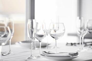 Served table in modern restaurant