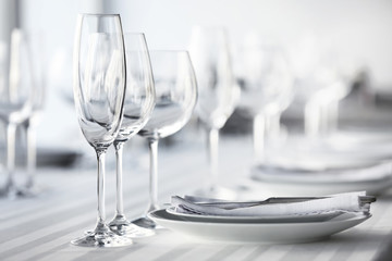 Served table in modern restaurant