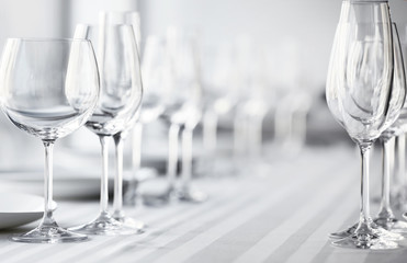 Served table in modern restaurant