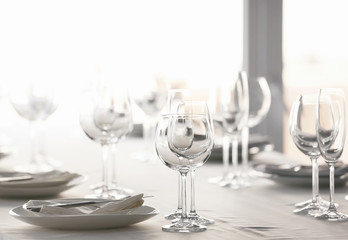 Served table in modern restaurant