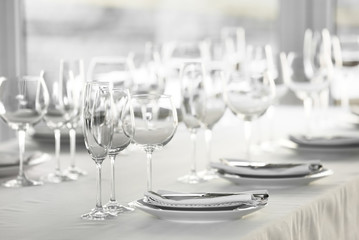 Served table in modern restaurant