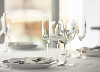Served table in modern restaurant