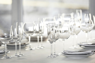 Served table in modern restaurant
