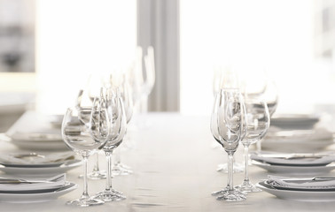 Served table in modern restaurant