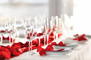 Served table in modern restaurant