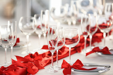 Served table in modern restaurant