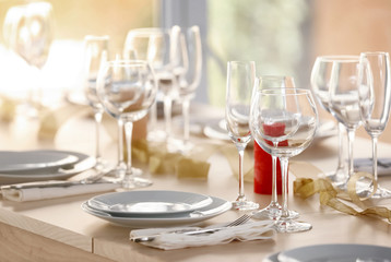 Served table in modern restaurant