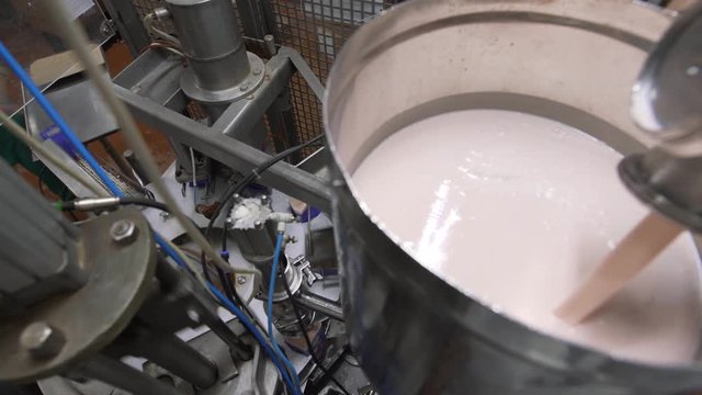 Milk pasteurization tank and pipes, dairy factory