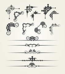Vector set. Victorian corner, border. Decorative elements.