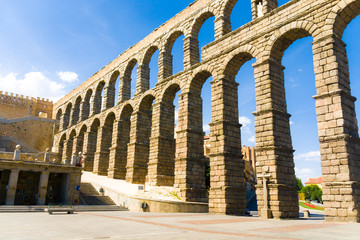 roman acqueduct in Segovia near Madrid, Spain
