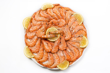 Plate of prawns adorned with tracks of lemon