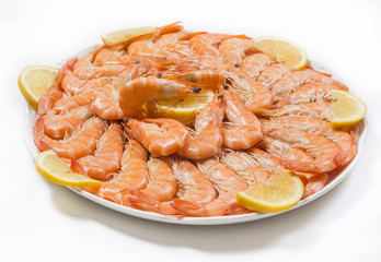 Plate of prawns adorned with tracks of lemon