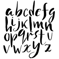 Hand drawn font made by dry brush strokes. Grunge style alphabet
