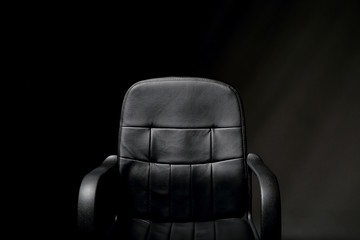 Empty Black Leather Office Chair