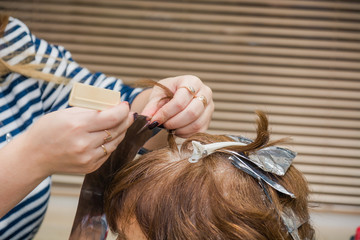 Fototapeta premium Hairstyle in beauty salon