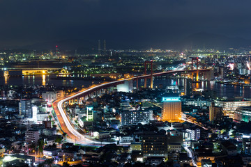 Fototapeta na wymiar Kitakyushu cityscape at night