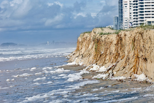 Beach erosion after storm activity