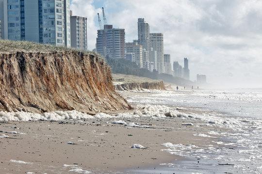 Beach erosion after storm activity