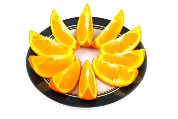 Naklejka na ściany i meble Orange segments on a plate