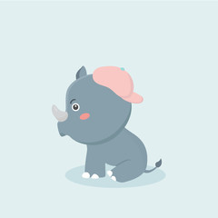 Cartoon funny rhinoceros.
