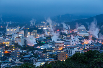 Obraz premium Japan cityscape with hot spring bath houses
