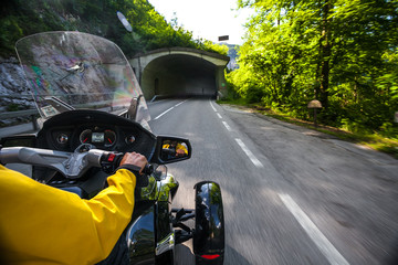 Chronicles of bikers or road adventure. Ahead of the tunnel.