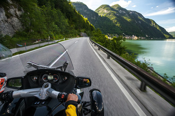 Chronicles of bikers or road adventure. On the way past the lake.