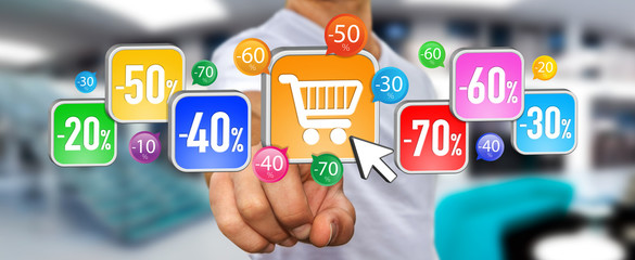 Young man shopping during sales period