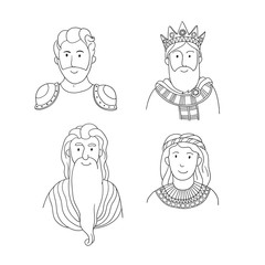 Vector cartoon portraits of ancient people