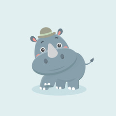 Cartoon funny rhinoceros.
