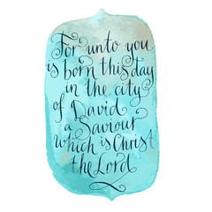 luke 2:11. Bible text. Christmas calligraphy