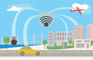 Fototapeta na wymiar Connectivity online.GPS and Wi-Fi system.Vector.Ilustration