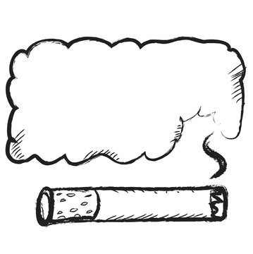 cigarette burns icon doodle with bubble speech smoke