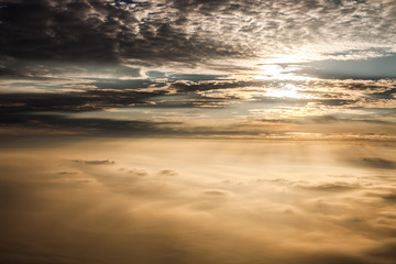 Aerial view of clouds at Sunset
