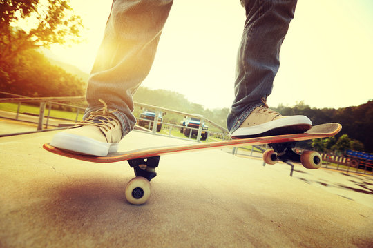 Practice skateboarding  at skatepark