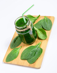 Slimming cocktail with spinach. Glasses of spinach juice.