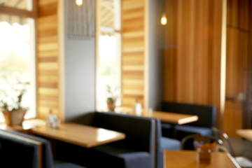 Blurred view of modern cafe interior