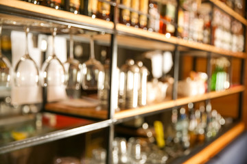 Blurred view of modern cafe interior