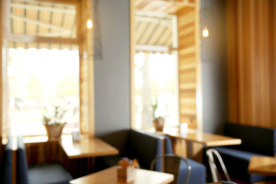 Blurred view of modern cafe interior