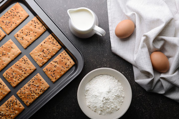 Cereal cookies on baking tray