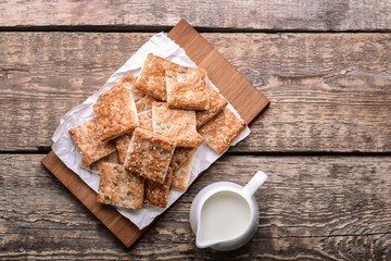 Cereal cookies on wooden background