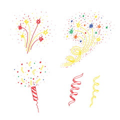 Fototapeta premium Set of hand drawn fireworks