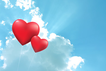 Naklejka na ściany i meble heart balloon in the sky