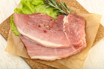 Raw pork steak