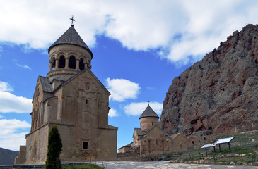 Fototapeta na wymiar Stone Armenian church in the Noravank monastery among the rocks.