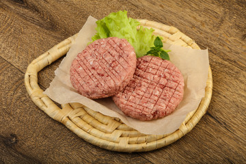 Raw burger cutlet